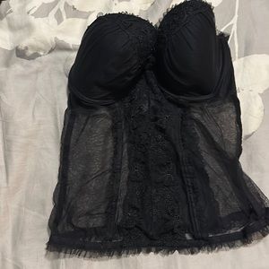 Victoria’s Secret Black Tulle Corset Top Bustier